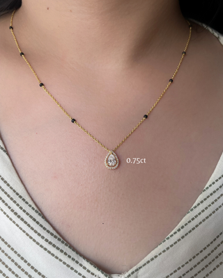 Lab Grown Diamond Pear Halo Mangalsutra
