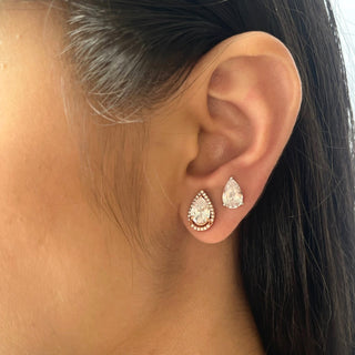 Pear Halo Diamond Studs