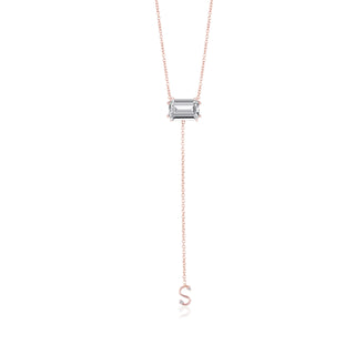 Lab Grown Diamond Personalised 2ct Emerald Lariat Necklace