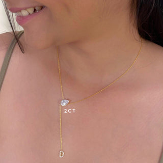 Personalised 2ct Pear Lariat Necklace