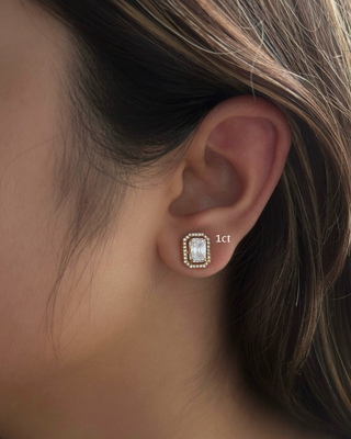 Lab Grown Diamond Radiant Halo Diamond Studs