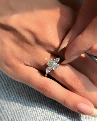 Lab Grown Diamond Three Stone Radiant Ring