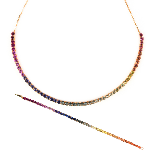 LiteString™ Half Rainbow Tennis Necklace & Bracelet Set