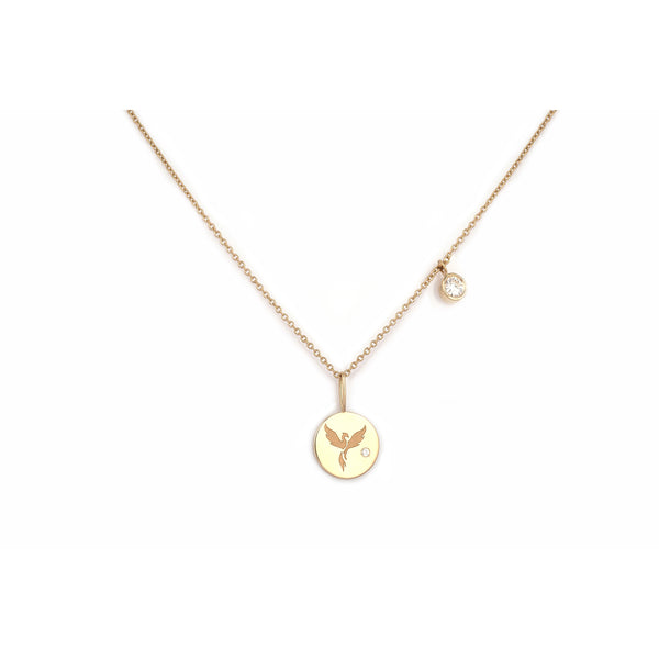 Round Gold Diamond Disc Necklace