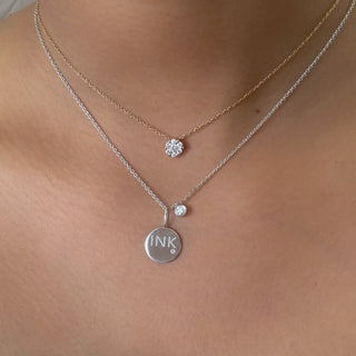 Round Gold Diamond Disc Necklace