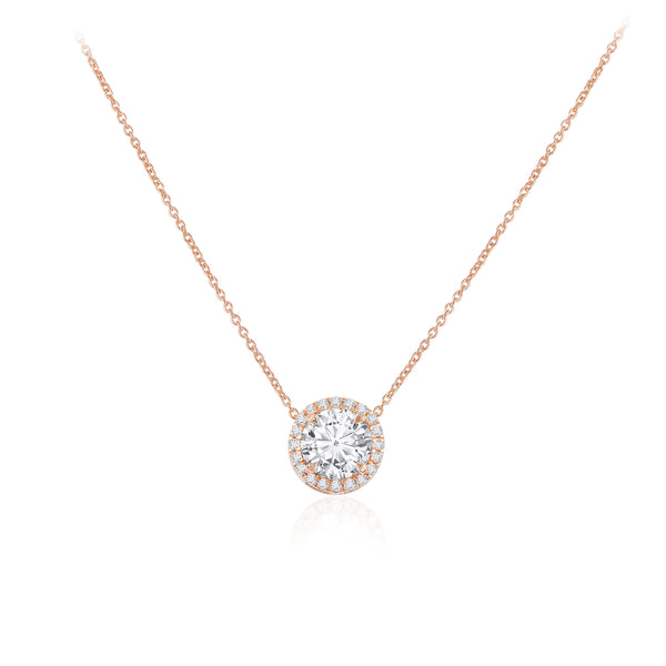 Round Halo Necklace 0.50cts