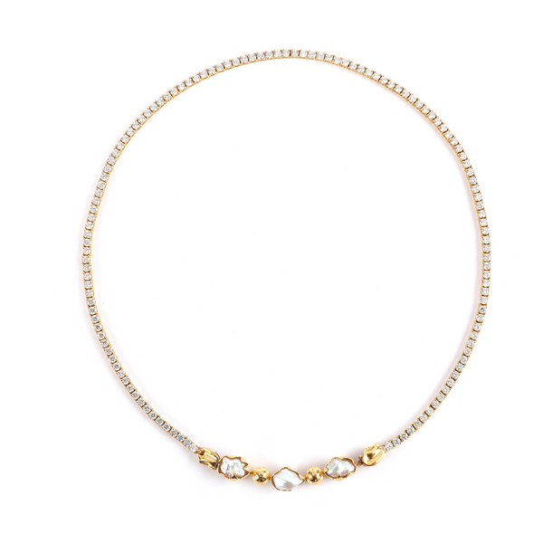 Sculpted Detachable Baroque Tennis Necklace