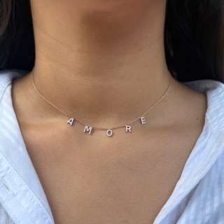 Lab Grown Diamond Spaced Diamond Letter Necklace