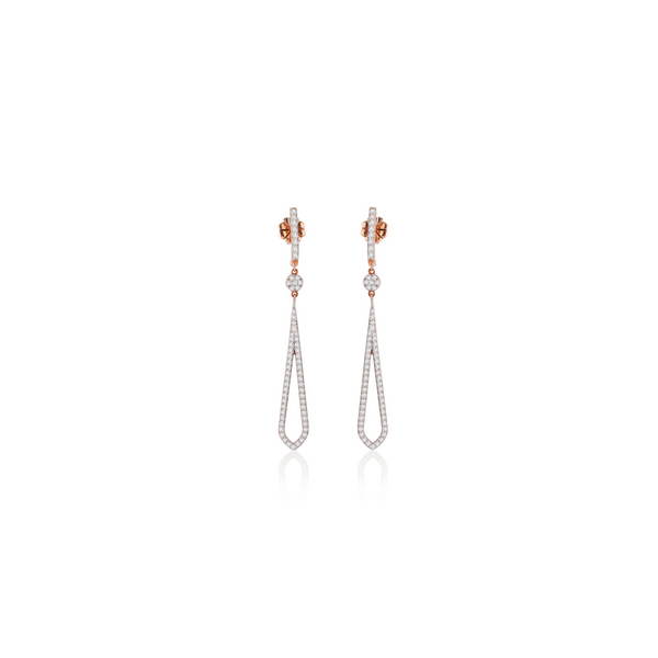 Symmetrical Edged Long Diamond Earrings