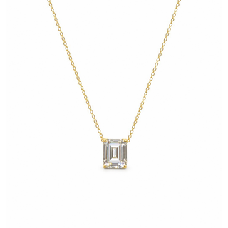 Lab Grown Diamond Emerald Prong Necklace